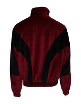 Dolce & Gabbana Red Black Cotton Logo FullZip Bomber Jacket